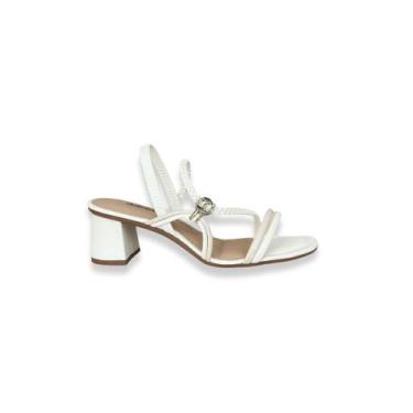 Imagem de Sandália Salto Baixo Bloco Off White Napa Calce Fácil Dakota Outlet Ca