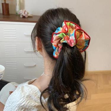 Imagem de Laço De Cabelo Elástico Grande Com Estampa Da Moda Coreana Para Mulher