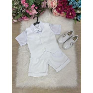 Imagem de Conjunto Social Terno Colete Infantil Menino Pajem Branco - Elegante e