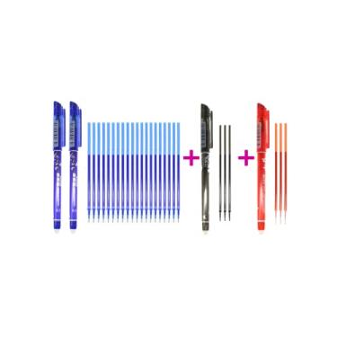 Imagem de Caneta Mágica que Apaga com Borracha e Calor (2 canetas azul+20 refis, 1 caneta preta+ 3 refis, 1 caneta vermelha+ 3 refis)