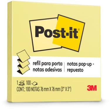Imagem de Post-it, 3M, Bloco de Notas Adesivas, Refil, Amarelo, 76mm x 76mm, 100 folhas