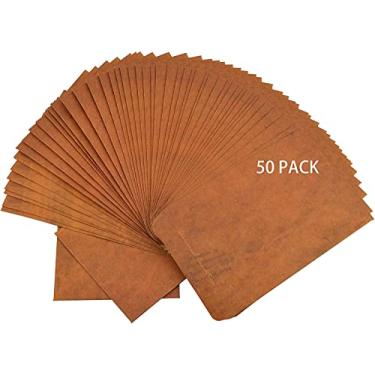 Imagem de Envelopes de convites de papel Kraft marrom JEDFORE A6, Envelopes de pintura a fogo vintage, perfeitos para festas de casamento, chá de bebê, formaturas, convites para escritório, artigos de papelaria – 16 x 11 cm, 50 Pcs