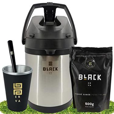 Imagem de Kit Tereré Black Erva Garrafa 2,5L Cuia Erva Pura Folha
