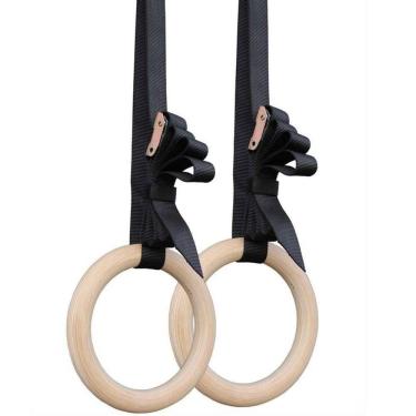 Imagem de Kit Argolas De Suspensão Madeira Crossfit E Ginástica Gt792