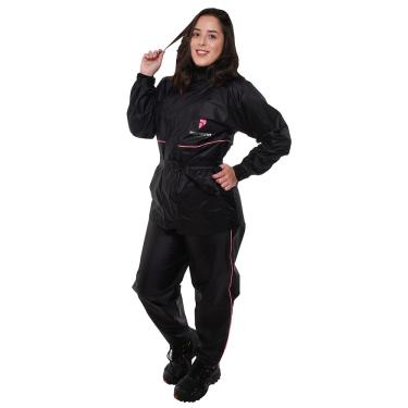 Imagem de Conjunto Impermeável Full Motociclista Feminino Com Capuz e Bolso Pioneira