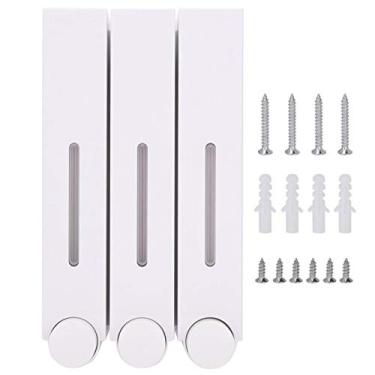 Imagem de Dispensador de sabonete de parede 420ml,dispensador de xampu l¨ªquido para chuveiro de montagem em parede, tr¨ºs dispensadores de xampu de cabe?a para banheiro ou cozinha de hotel(White), Dispensa