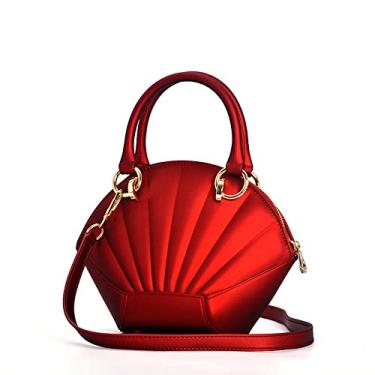 Imagem de Bolsas Transversais Pequenas e modernas para Mulheres Elegante Alça Superior Satchel Bolsa de Ombro com Zíper, Vermelho