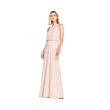 Imagem de Adrianna Papell Vestido feminino frente única com contas Art Déco, Blush, 52