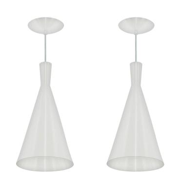 Imagem de 2 Pendentes Tom Dixon Funil Corneta Branco com Branco