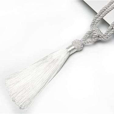 Imagem de 1 peça Suporte de Cortina Tieback Acessório de Cortina Feito à Mão Borlas Bola Pendurada Franja Amarração Traseira Cortina Borla Decoração de Casa, Branco, 1 peça