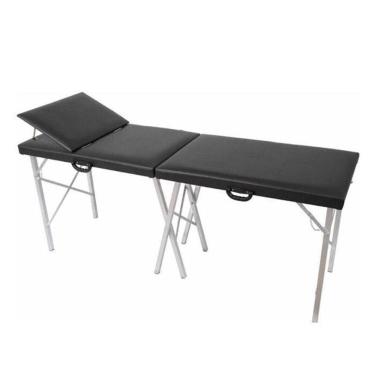 Imagem de Maca Portátil Com Reclinagem Gold Preta 170 Kg