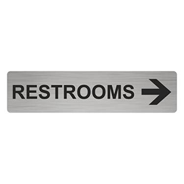 Imagem de Ten Four Distributions Placa Direita Direita Banheiros Banheiro Prata Escovada, Banheiro, Sinais de Negócios / Decoração PL-17