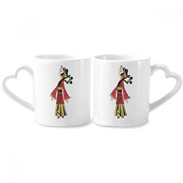 Imagem de Conjunto de canecas de porcelana para casais, imagem feminina, com desenho de sombra, chinês, para amantes de coração