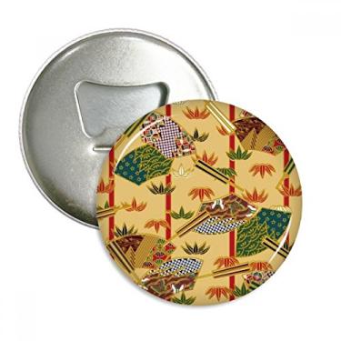 Imagem de Emblema multifuncional com ímã de geladeira e ímã de geladeira Ukiyo-e de folhas de fã de arte