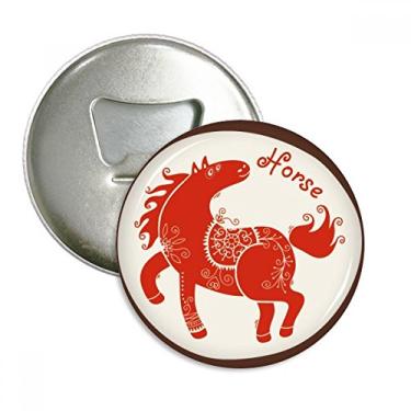 Imagem de Ano de Cavalo Animal China Zodíaco Vermelho Abridor de Garrafas Imã de Geladeira Emblema Multifuncional