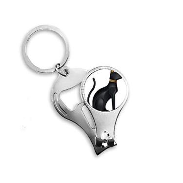 Imagem de Antigo Egito abstrato gato preto padrão alicate anel chaveiro abridor de garrafa cortador