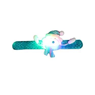Imagem de Bestgift Pulseiras de Natal Slap para decoração de Natal Urso de LED 20 x 25 cm