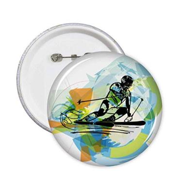 Imagem de Broche Aquarela de Atletas Esqui Esportes Estilo Livre Emblema de Botão Decoração 5 peças