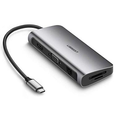 Imagem de Adaptador hub usb-c 9 em 1 thunderbolt Hdmi 4K VGA leitor de cartão, USB 3.0 USB Tipo C