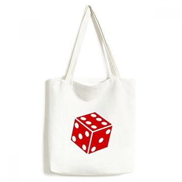 Imagem de Bolsa de lona com estampa de dados vermelhos cassino, sacola de compras, bolsa casual