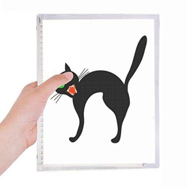 Imagem de Caderno de Halloween com estampa de gato preto assustador com folhas soltas e diário recarregável