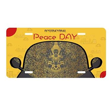 Imagem de DIYthinker Ilustração em folha dourada tailandesa simétrica etiqueta placa de carro decoração Dia da Paz
