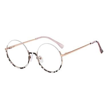 Imagem de Armações de óculos de leopardo coloridas redondas sem aro femininas transparentes leves armação de metal masculina, 3, tamanho único