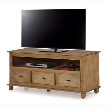 Imagem de Rack TV com 3 gavetas, nicho e tampo de madeira - 501 - Meyer, Imbuia 