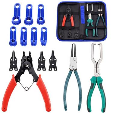 Imagem de Glarks Kit de 10 alicates de linha de combustível, pinças de filtro de combustível de 23 cm e braçadeira de tubo de mangueira alicates de remoção de desconexão e alicates de anel de pressão 4 em 1 com