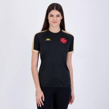 Imagem de Camisa Kappa Vasco Supporter Gold Feminina Preta, GG