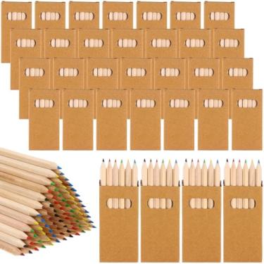 Imagem de TBoxBo Conjunto de mini lápis de cor a granel com 200 unidades/1200 unidades para crianças, lápis de cor curtos e gordos de 8,89 cm para livros de colorir para adultos, sala de aula, desenho escolar