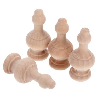 Imagem de Pacote com 4 eixos balaústres de madeira inacabados para trabalhos em madeira faça-você-mesmo, pequenos eixos de escada de madeira sem pintura de 6 cm | Decorativo versátil para trilhos, artesanato