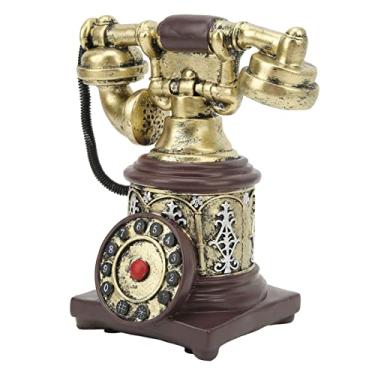 Imagem de Telefone antigo, decoração de telefone fixo vintage, 20 x 10,7 x 17,5 cm, ornamentos de telefone decorativos retrô estilo europeu para exibição de janela de quarto e sala de estar