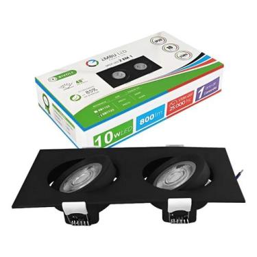 Imagem de Kit 2 Spot Led Embutir Duplo 2x5w 10w Bco Quente 3000k Biv - Embu Led,