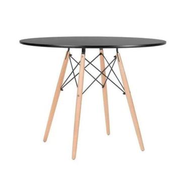 Imagem de Mesa De Jantar Redonda Eames Eiffel Wood 90Cm Preta