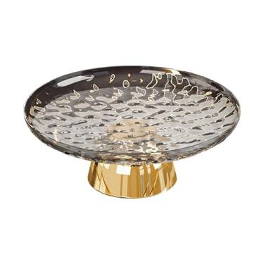 Imagem de AFXGUSD Fruteira com Pedestal, Prato de Comida, Prático E Estético, Bandeja para Servir E Petiscos, Ideal para Decoração de Mesa de Jantar, Cinza E Dourado, Tamanho real