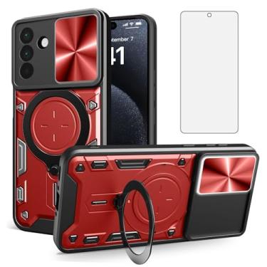 Imagem de Asuwish Capa de telefone para Samsung Galaxy A56 5G capa magnética para câmera deslizante com protetor de tela de vidro temperado e suporte de anel acessórios para celular híbrido fino A 56 56A LTE