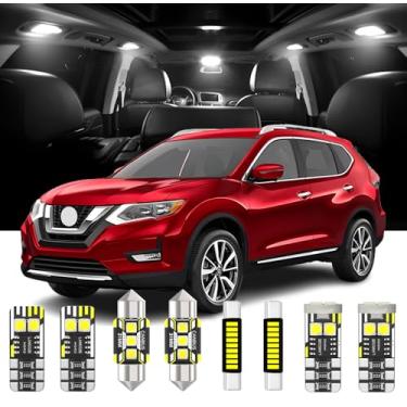 Imagem de 7 peças de substituição de luzes LED interiores para Nissan Rogue T32 2014-2020 lâmpada interna de LED branca com ferramenta de instalação