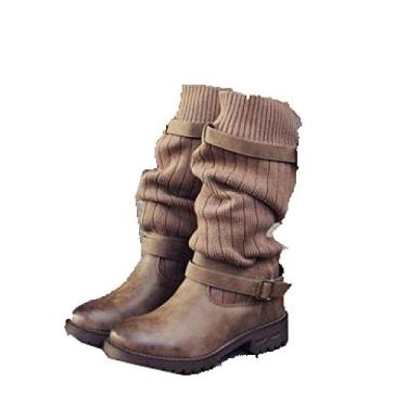 Imagem de Bigfanshu Novas botas respiráveis femininas de verão tênis plataforma plana meias femininas botas, Marrom, 6.5