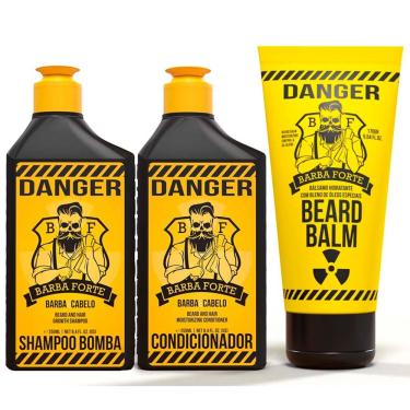 Imagem de Kit Shampoo Bomba + Condicionador + Beard Balm Danger Barba Forte