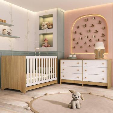 Imagem de Berço Americano 3 em 1 para Colchão 130x70cm com Cômoda Caramelo Multimóveis MP4677