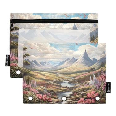 Imagem de Wassud Beautiful Landscape Pacote com 2 Pastas de fichário com 3 furos, pasta organizadora de arquivos para casa, escritório