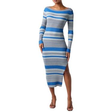 Imagem de Lulus Vestido feminino Reggie tomara que caia midi suéter, Azul multi, PP
