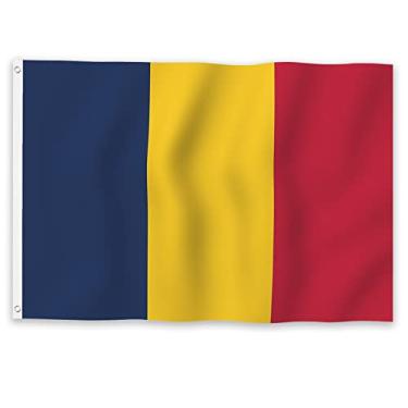 Imagem de YongFoto Bandeira da Romênia 0,8 x 1,2 m Bandeira nacional romena para celebrações ao ar livre, casa, jardim, varanda, decoração de festa, bandeiras com 2 ilhós resistentes costurados à máquina de