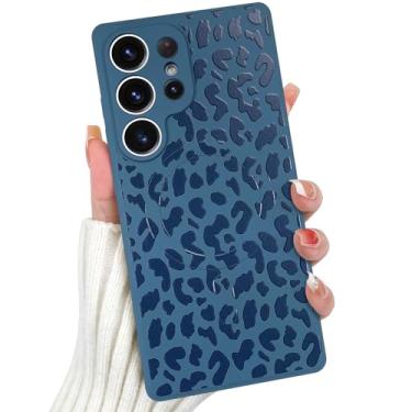 Imagem de OOK Capa magnética para Samsung Galaxy S25 Ultra, estampa fofa de leopardo azul de silicone [compatível com MagSafe] Capa de telefone fina à prova de choque com estampa de guepardo para 17.5 cm