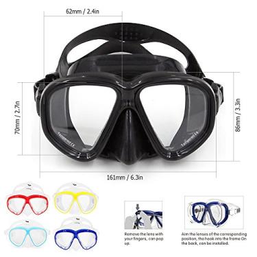 Imagem de Óculos de máscara de mergulho Equipamento de natação profissional para mergulho com snorkel Lente de vidro temperado temperado Design ergonômico Máscara de PVC macio Alça