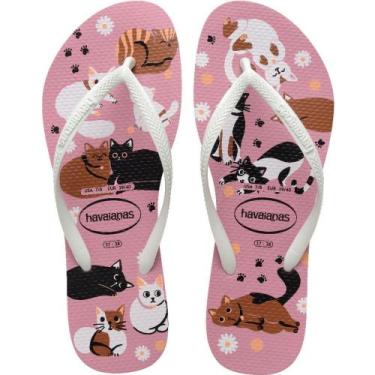 Imagem de Chinelo Havaianas Feminino SLIM PETS 37/38 Rosa Chiffon