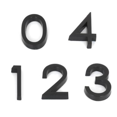 Imagem de NumRealm Números de casa, número de caixa de correio 3D à prova d'água, endereço de porta autoadesivo, jardim, apartamento, hotel, sinalização, preto, 0 a 4