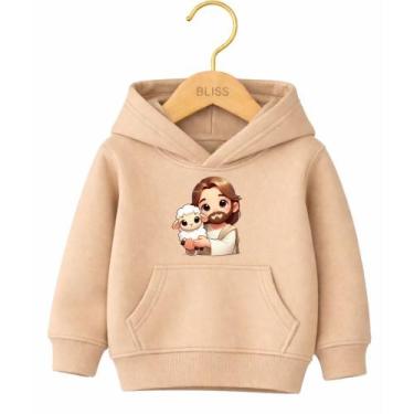 Imagem de Moletom Canguru Infantil Estampa Jesus Ovelhinha 1014 Delicado Fofo Vo