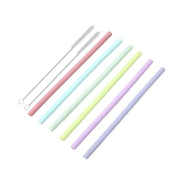 Imagem de Canudos De Silicone Reutilizáveis Coloridos, Resistentes a Arranhões E